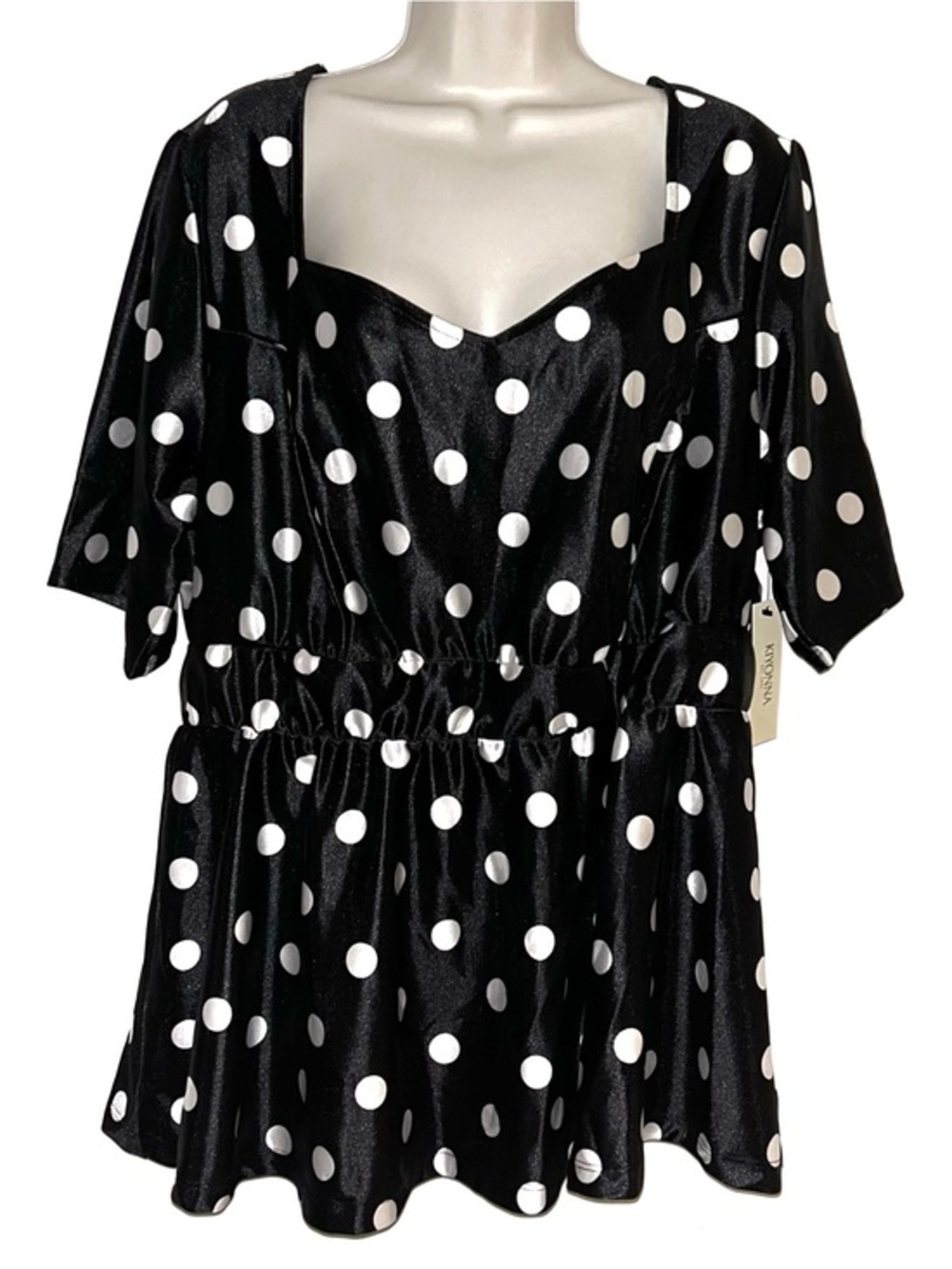 Kiyonna Black and White Polka Dot Top